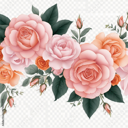 Elegant rose bouquet border