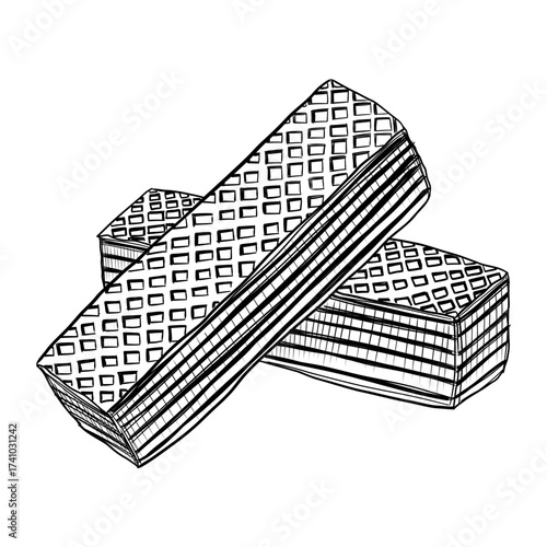 Layered wafer biscuit vector line art hand drawn illustration 