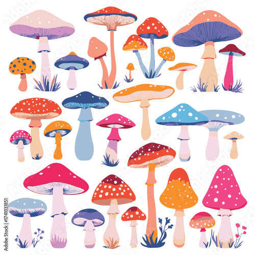 set of mushrooms vector