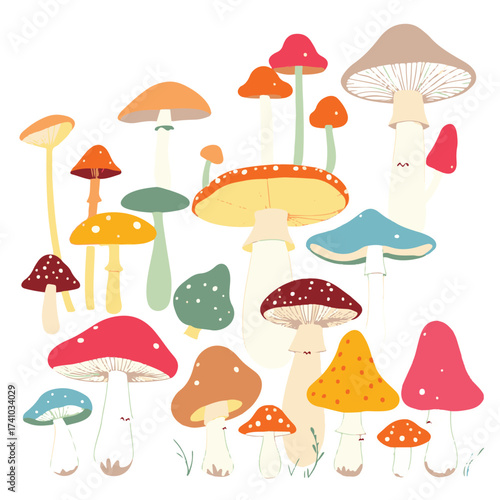 set of mushrooms vector illustration
