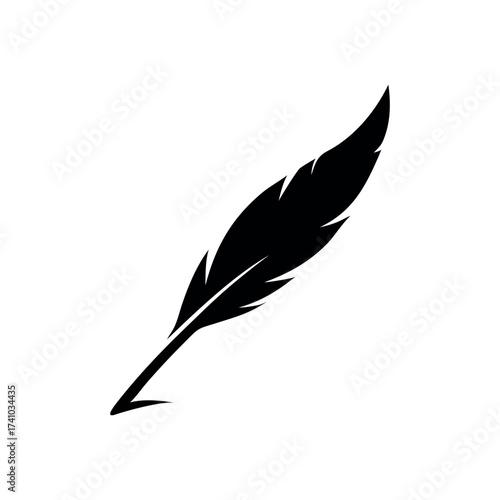 Abstract feather pen logo retro writing and literature theme Vector illustration