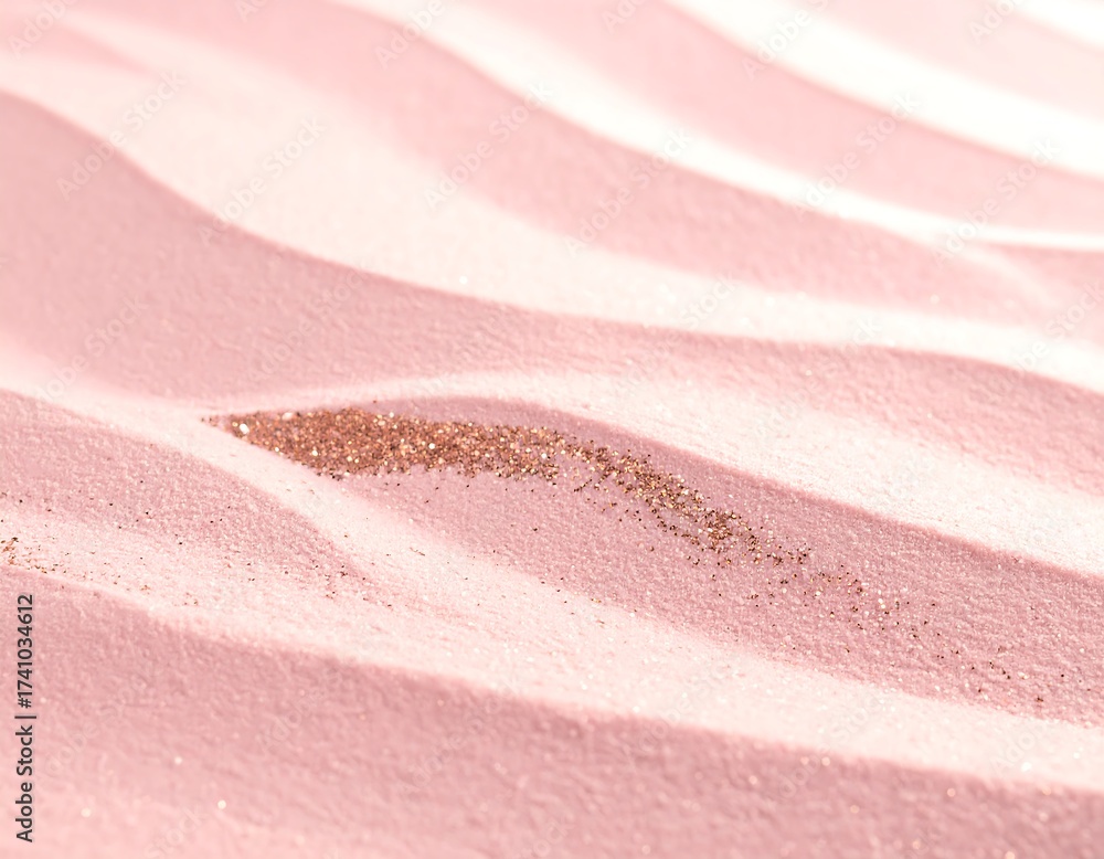 Fototapeta premium Abstract, textured pink wavy pattern with a sprinkling of golden glitter