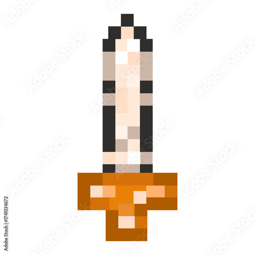 Vector Pixel game Sword template design isolated transparent background. Pixel stylish element for computer game interface design. Trendy Pixel art arm element EPS 10