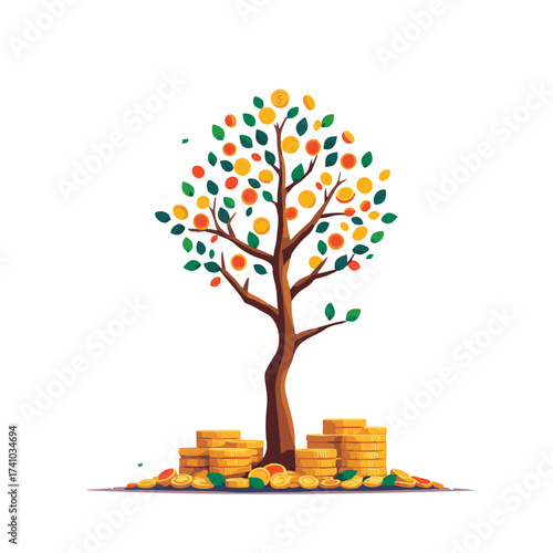 money tree with coins
