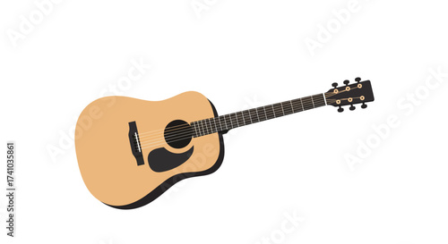 Acoustic Guitar Illustration with Strings and Pickguard Detail.
