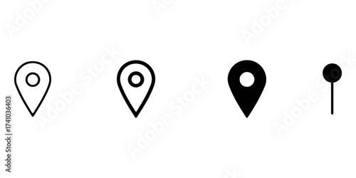 location pin icon in editable stroke, outline, and filled styles. for navigation, maps and geolocation designs in apps, websites and user interfaces