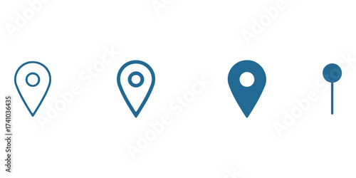 location pin icon in editable stroke, outline, and filled styles. for navigation, maps and geolocation designs in apps, websites and user interfaces