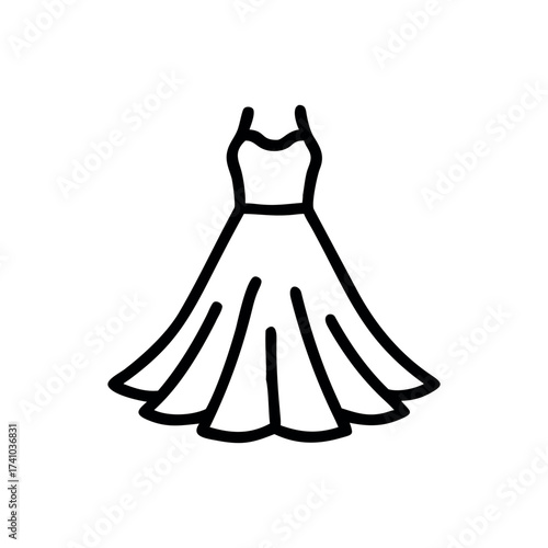 Bohemian maxi dress with wide flowing skirt relaxed chic Vector illustration