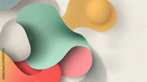 Soft - Colored 3D Flowing Shapes Abstract Background - Creative Design Material