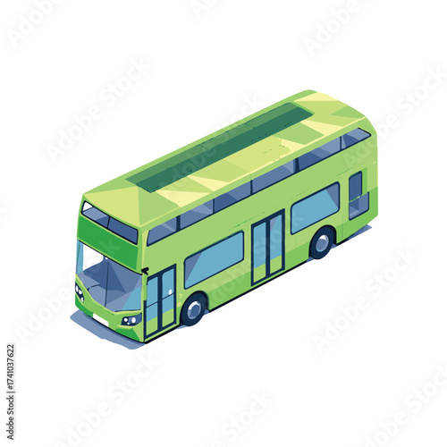 green bus isolated on white