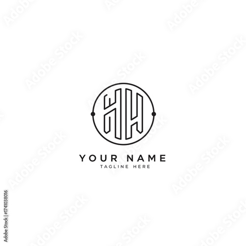 Elegant initial HH letter logo design. Sophisticated double H monogram in a linear circle for brand identity. Vector graphic template