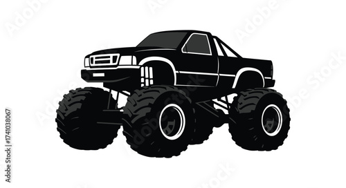 Powerful black monster truck with oversized wheels ready for adventure and off-road excitement