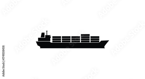 Modern cargo ship silhouette delivering goods across ocean waters for global trade and logistics industry