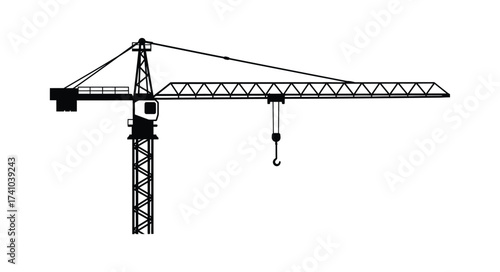 Towering construction crane silhouette for industrial site development and heavy lifting operations for urban projects