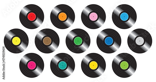 Vinyl records pattern creating music and retro background