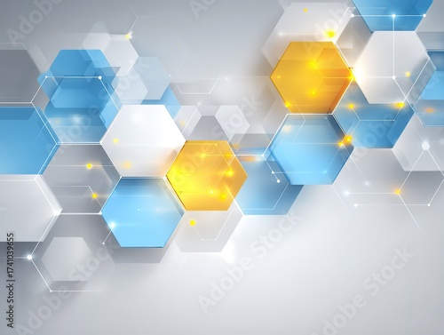 Futuristic Tech Hexagon Background - Digital Technology Material