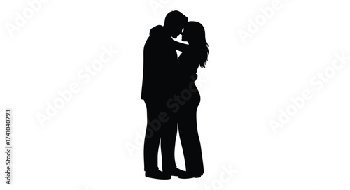Silhouette couple embrace tenderly romantic moment love connection forever together emotion connection passionate unity