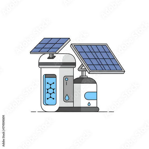 Minimalist solar-powered molecular synthesis machine with blue panels