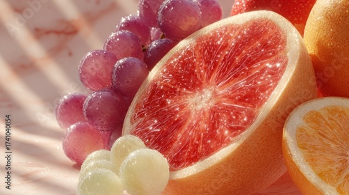 Sparkling Freshness: A Vibrant Display of Grapefruit and Juicy Citrus Fruits