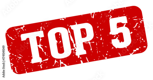 top 5 rectangular sign. top 5 stamp