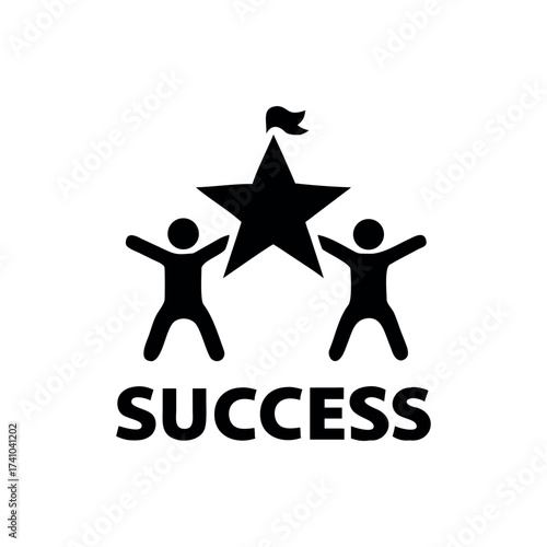Minimalist team lifting a star logo teamwork inspiration Vector illustration