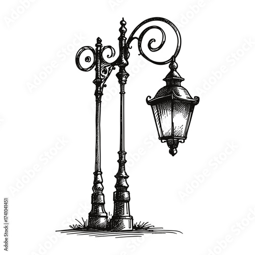 Vintage Street Lamp Post Illustration