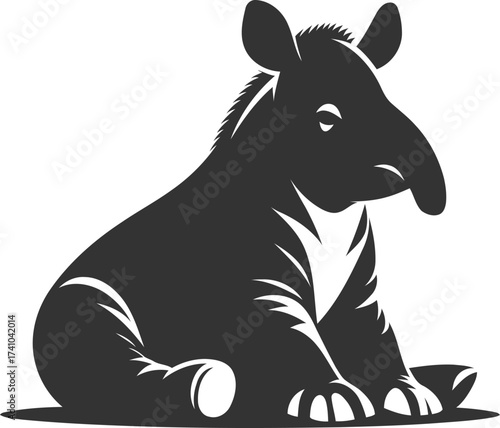 Tapir animal vector black silhouette illustration