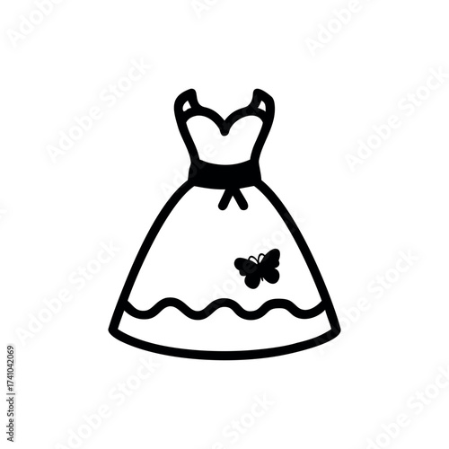 Princess frock with ornate lace neckline elegant style Vector illustration