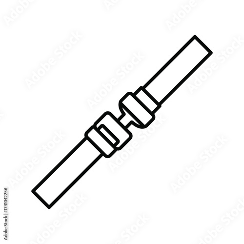 Simple black and white illustration of a seatbelt buckle design