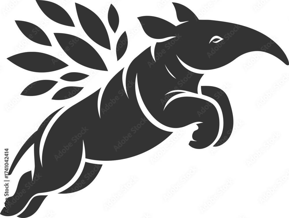 Naklejka premium Tapir animal vector black silhouette illustration