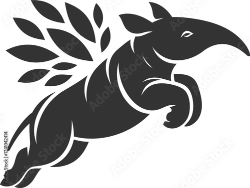 Tapir animal vector black silhouette illustration