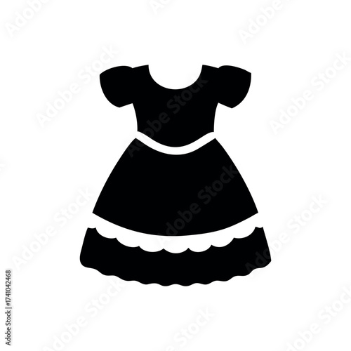 Traditional baby frock with puff shoulders vintage childrenswear Vector illustration