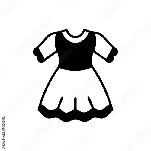 Vintage toddler dress with puff sleeves and lace details Vector illustration