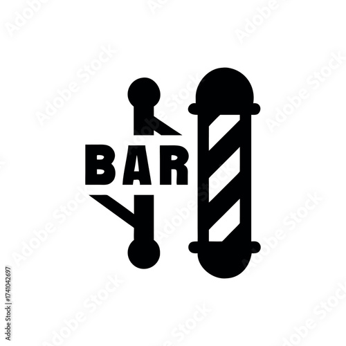 Abstract barber pole logo vintage barbershop brand Vector illustration