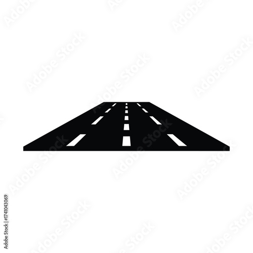 Simple illustration of a black road disappearing into the white distance