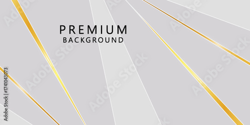 Luxury White and Gold Background with Golden Lines and Paper Cut Style. Premium Gray and Gold Background for Award, Nomination, Ceremony, Formal Invitation or Certificate Design