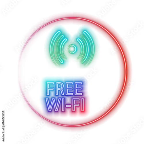 Wireless icon set. No wifi. Different Wi Fi signal levels.neon style. Vector illustration.Wi-Fi icon vector,neon style, wireless internet sign