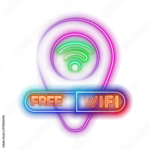 without internet connection. neon style. Wi-Fi symbol. Glowing neon blue Wi-Fi sign. Modern element, technology and digital internet connection.