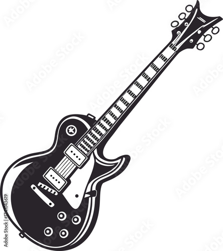 Black and white electric guitar 