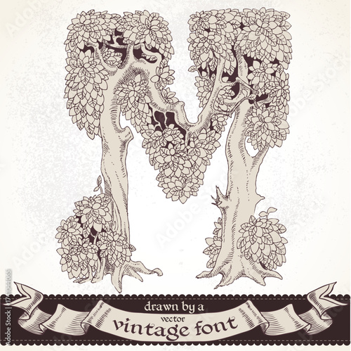 Fable forest hand drawn by a vintage font - M