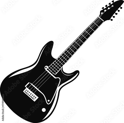 Black electric guitar silhouette 