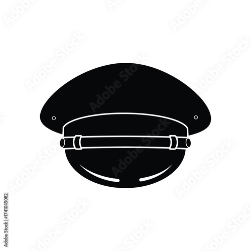 Simple black and white illustration of a classic chauffeur s cap design