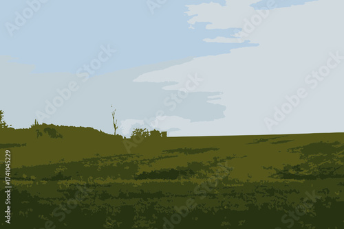 Vibrant meadow under a serene sky, perfect for conveying peace and tranquility, evokes a sense of freedom and escape, ideal for nature-themed projects and outdoor advertising, stunning landscape
