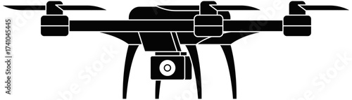 Drone silhouette. Vector of drone camera. Solid black quad copter drone in flight. Drone camera icon. drone vector silhouette sketch art idea design collection. 