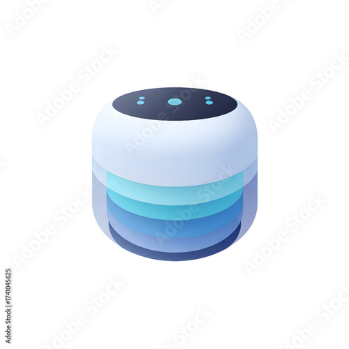 Modern cylindrical wireless speaker with blue and green gradients
