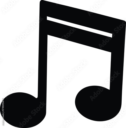 Black sixteenth note musical symbol on white background