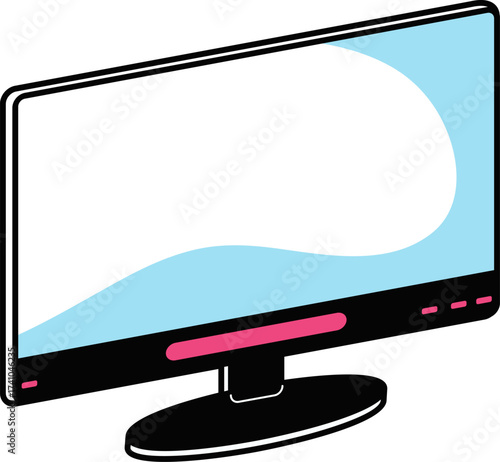 Lcd tv monitor. lcd monitor tv touchscreen vector. Modern computer monitor isolated on white background
