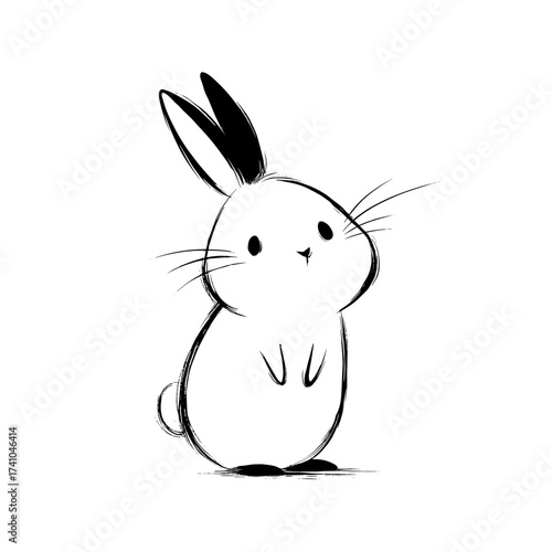 rabbit. rabbit simple black and white line art vector logo