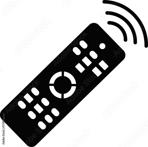 Silhouette of remote control isolated on white. Remote control panel icon vector. TV, DVD,  or AC Remote. Electronic remote control device for managing entertainment