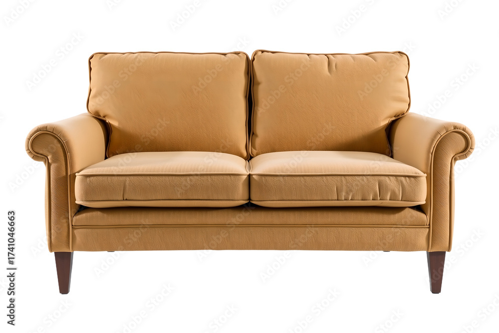 Naklejka premium Cozy Two Seater Sofa Arrangement Living Room Furniture Showcase Modern Home Front View Comfort Concept